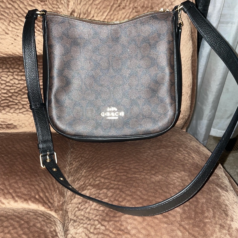 Brown and Black small Coach Tote